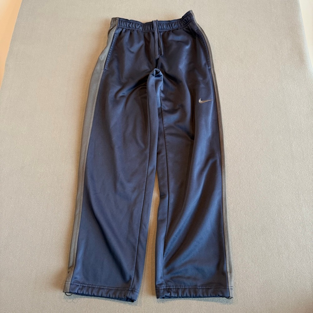 Nike Therma-FIT Fleece Track Pants Navy Gray Bungee Hem Size M